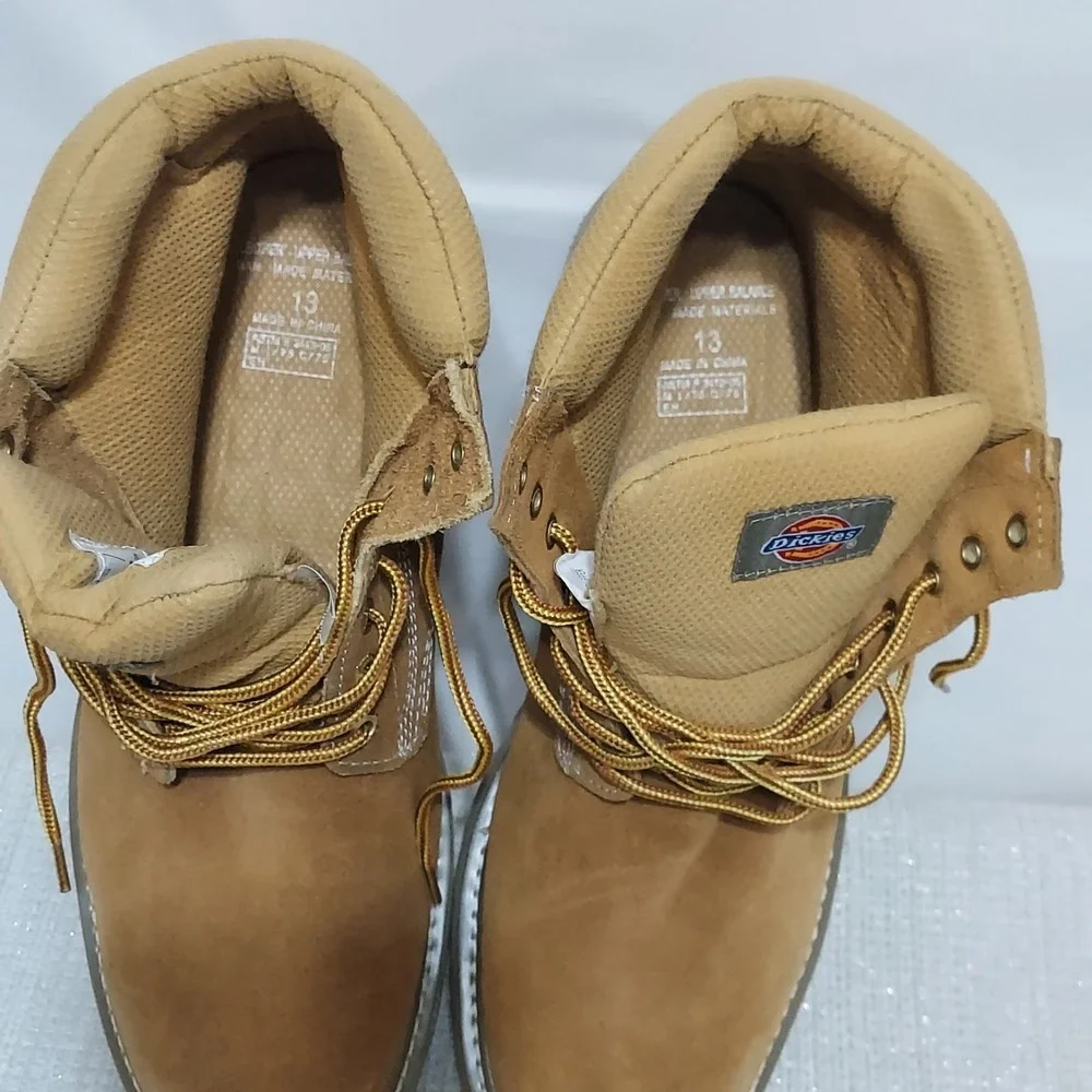 Genuine Dickies Men's‎ Tan Leather Steel Toe Work Boot Size 13 M NWOT